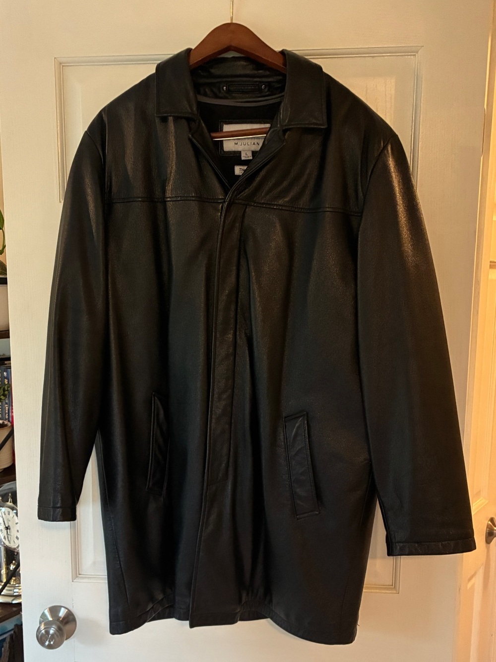 Vintage 90s M Julian Wilsons Leather Thinsulate Black Men's Leather Car Coat